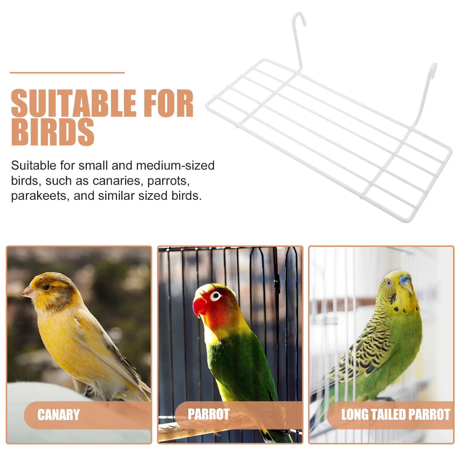 

2pcs Rectangular Bird Stand Iron Platform For Parakeet Parrot Cage Decorative Wear-Resistant Accessories Pet Supply