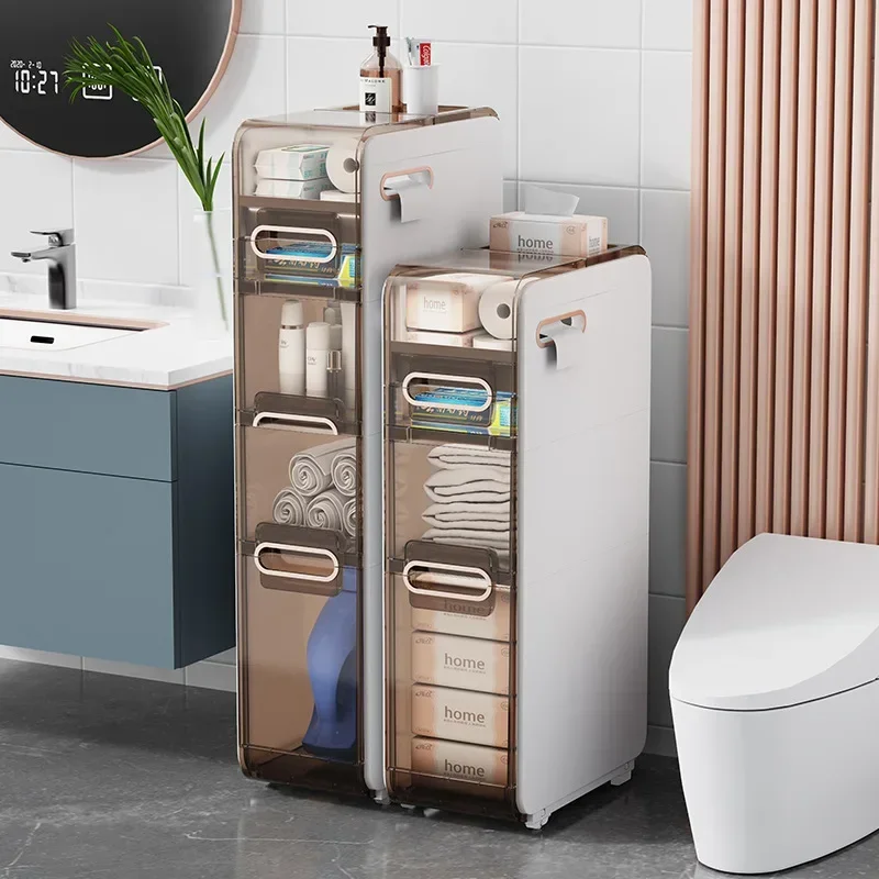 

Toilet crevice storage cabinet drawer toilet narrow crevice locker plastic bathroom ultra-narrow crevice cabinet side cabinet