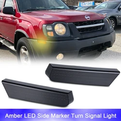 2Pcs Smoked LED Front Bumper Turn Signal Lights Canbus Side Marker Lamp For Nissan Xterra 2002-2004 OEM#261807Z800