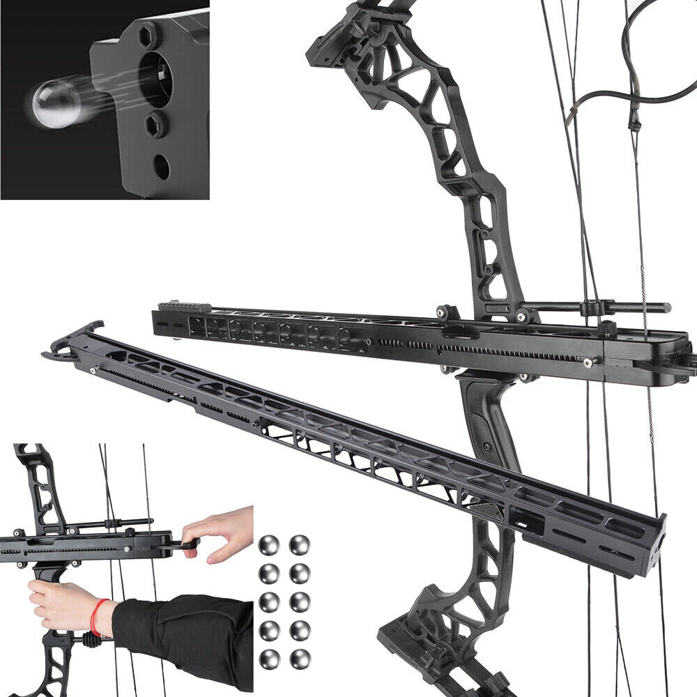 15mm Steel Ball Launcher 10 Bursts Compound Bow Shooting Single/Double Switching Launch Bow Hunting Shooting Ball Track