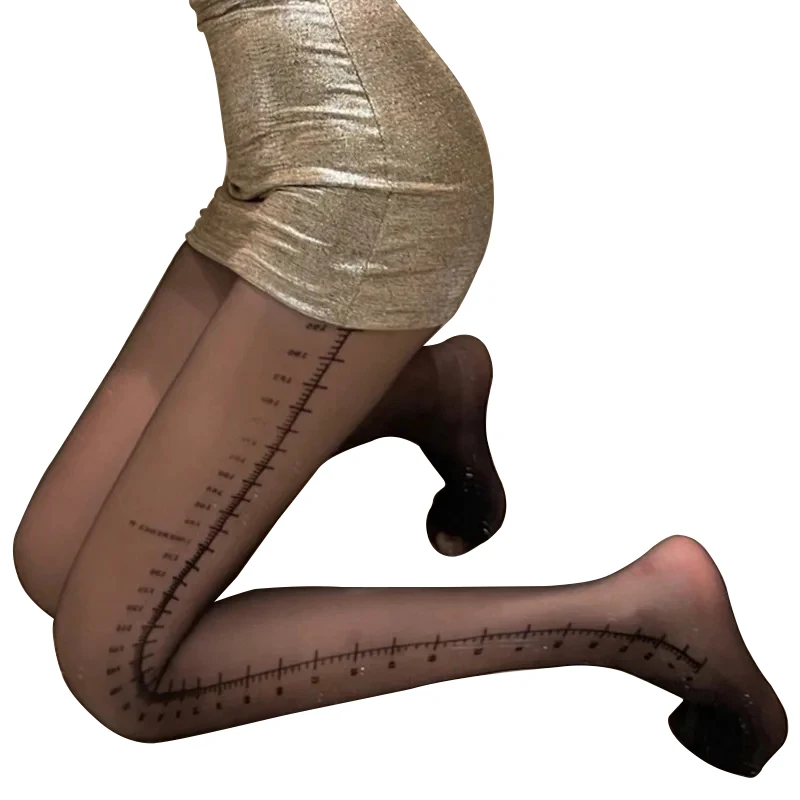 Mulher sexy escala meias de seda cosplay acessórios moda vende bem régua impressão super fina meia-calça bonito leggings presente