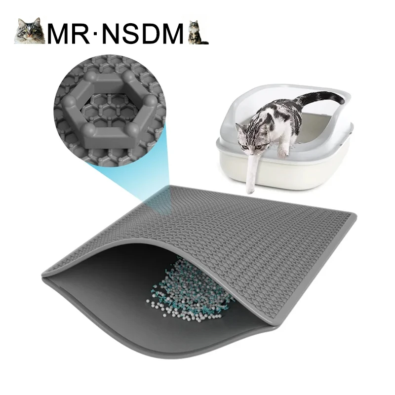 

Cat Litter Mat 2-Layer Design Premium Sand Trapping Technology Waterproof Base Non-Slip Pet Floor Protector for Indoor Kittens