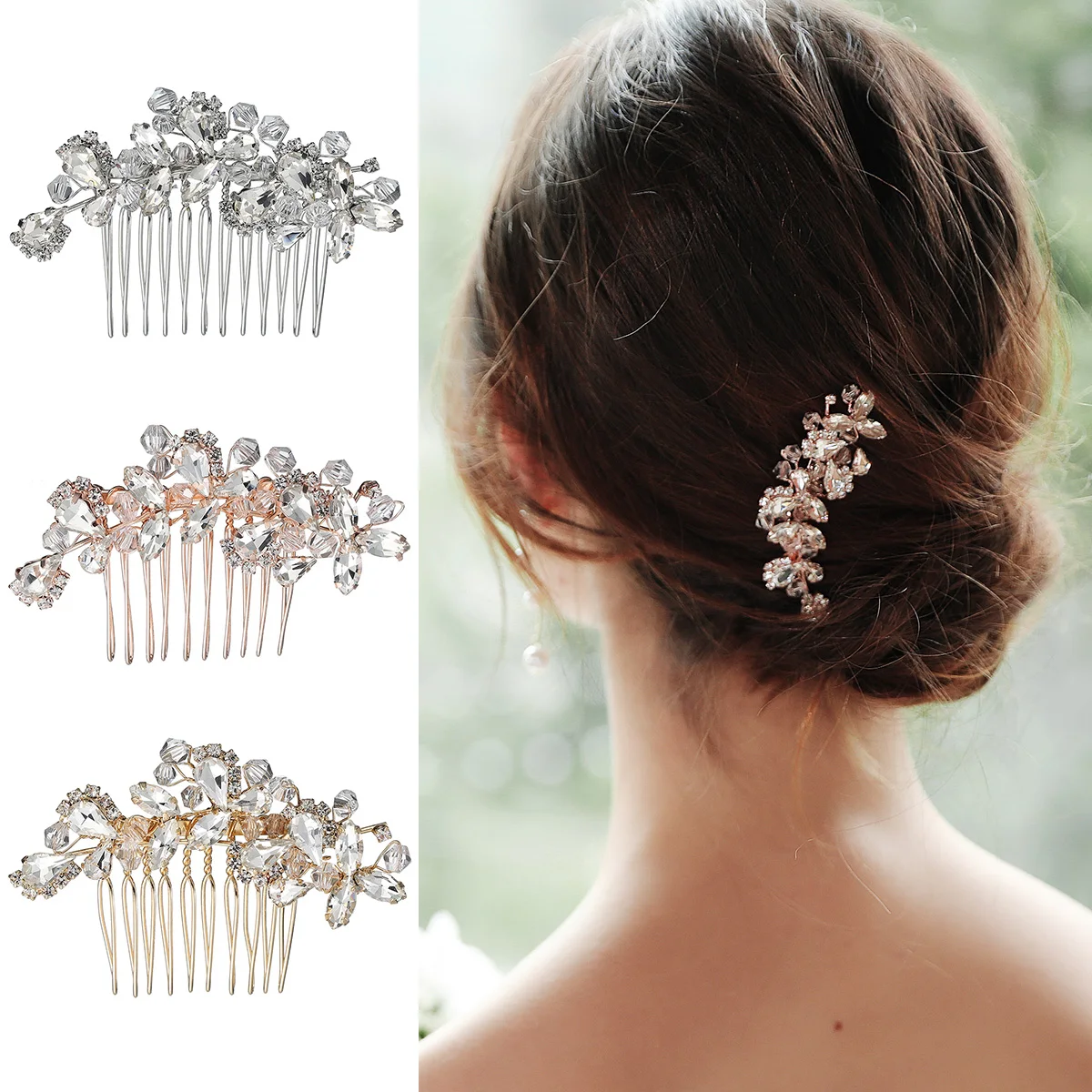 Unique Design Sparkling Rhinestone Hair Comb Elegant Bridal Hair Clips Hair Accessories Holiday Party Headwear As Gifts