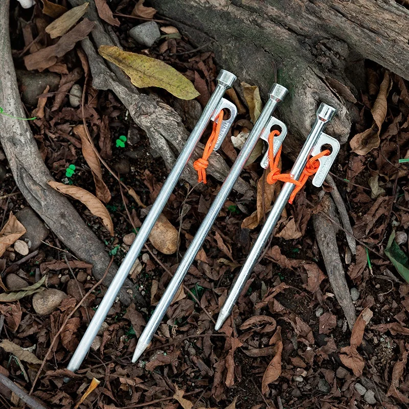 

20/25/30cm Outdoor Thick Steel Nail Canopy Accessories Windproof Ground Tent Fixing Nails Beach Nails Camping Site Plug