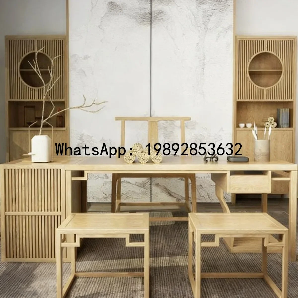 

a23 new chinese style study calligraphy desk hotel solid wood writing desk homestay furniture