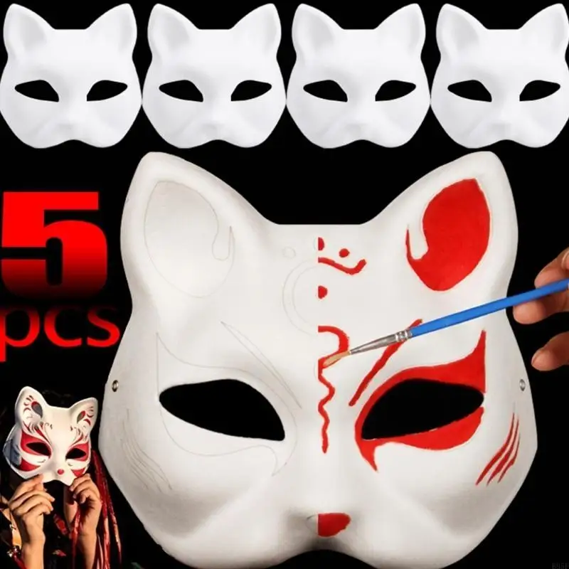 B95F DIY الثعالب قناع تنكر قناع انمي ياباني تأثيري قناع رسمت باليد القط قناع حزب قناع نصف الوجه قناع لجميع القديسين #3
