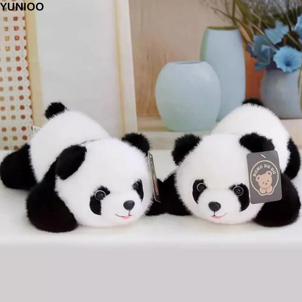 Panda de postura sentada, juguetes de peluche, postura agachada, muñeco de peluche de Panda esponjoso, muñeco de peluche de Panda suave de dibujos animados, regalo para niños