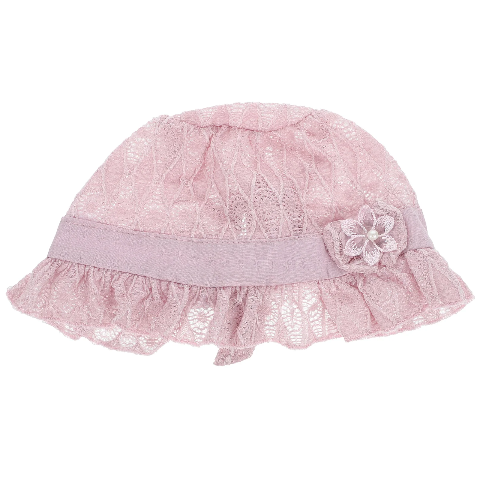 

Baby Girl Lace Cap Newborn Hats Satin Bonnet Christening Outfit Adjustable Belt Soft Flexible Infant Care Baby Hat