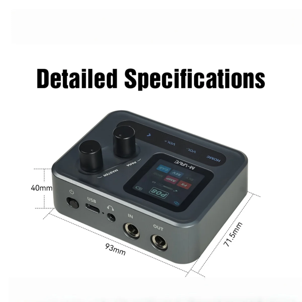 M-VAVE ポケットアンプ ミニギタープロセッサー 1.54インチHDスクリーン搭載 Bluetooth/アプリ制御/100種類以上のエフェクト、Type-C/ギター/ベース録音用