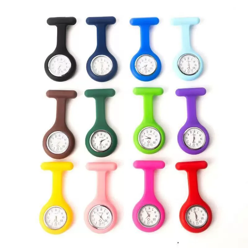 Reloj de silicona para enfermera, reloj de bolsillo portátil para estudiantes, reloj para médicos para hombres y mujeres, broche, Pin, diseño colgante, resistente al agua, luminoso