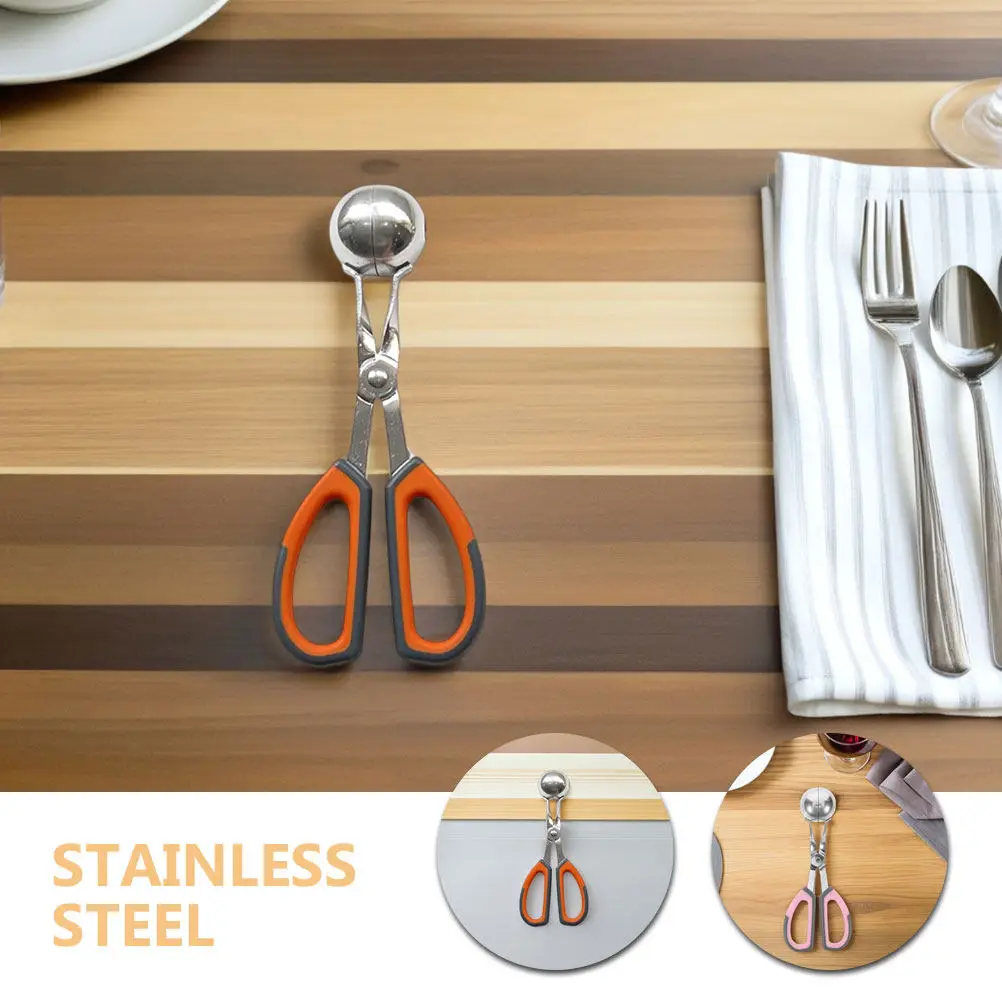 2Pcs Meatball Maker Mold Non-Stick Meatball Clamp Scoop Shaper Tool Stainless Steel Rubber Plastic for Family Dinners Holiday