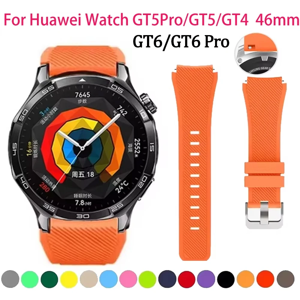 Pasek silikonowy 22 mm do Huawei Watch GT6, GT5, 4/3/GT5 Pro 46 mm, Amazfit GTR 47 mm, bransoletka do Amazfit Pace Stratos 2 2s.