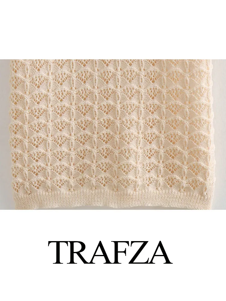 TRAFZA-Conjunto de dos piezas de pierna ancha para mujer, pantalones largos delgados de cintura media y cuello redondo, Jersey de punto holgado y