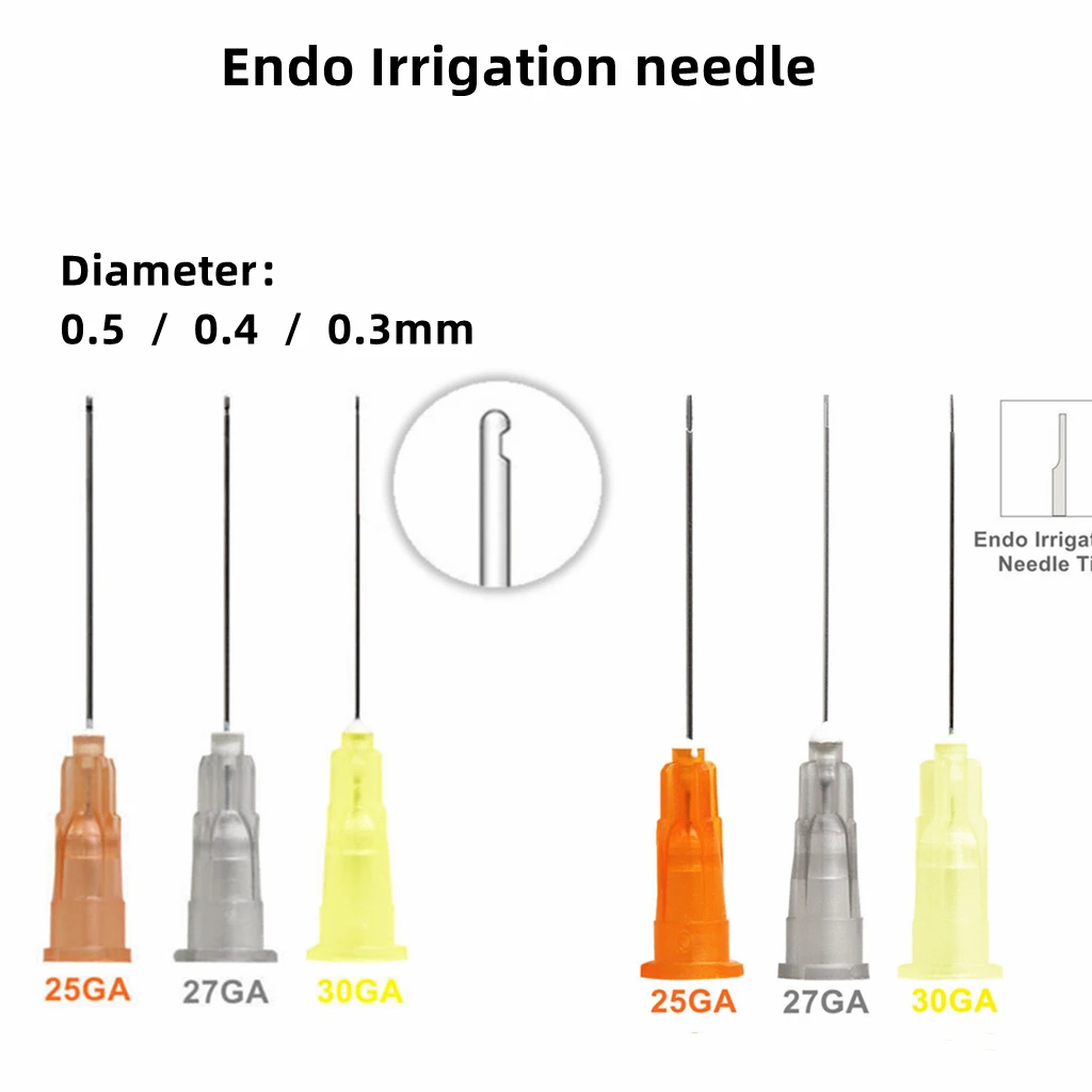 100pcs Dental Endo Irrigation needle tip 25/27/30GA End-Closed Side Hole Endo Syringe tips Oral Care