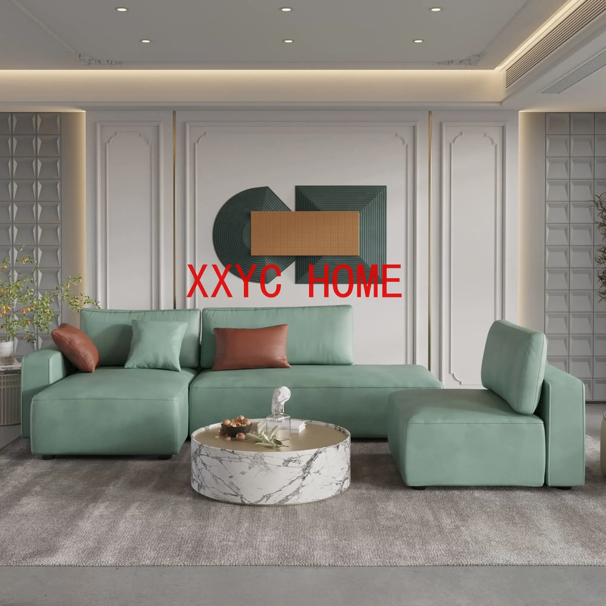 L-Shaped Contemporary Design Leather Corner Modular Sofa