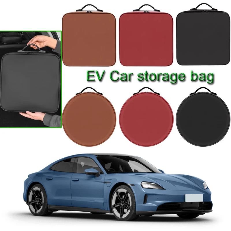 

For Porsche Taycan Macan Panamera Cayenne Portable EV Car Charging Cable Storage Box Electric Vehicle Charger Cables Carry Bag