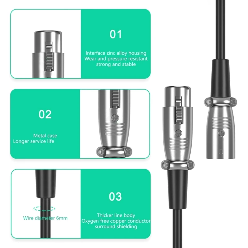 Auditory Cable 3Pin Male Female Connection for Amplifiers Mixers Microphones