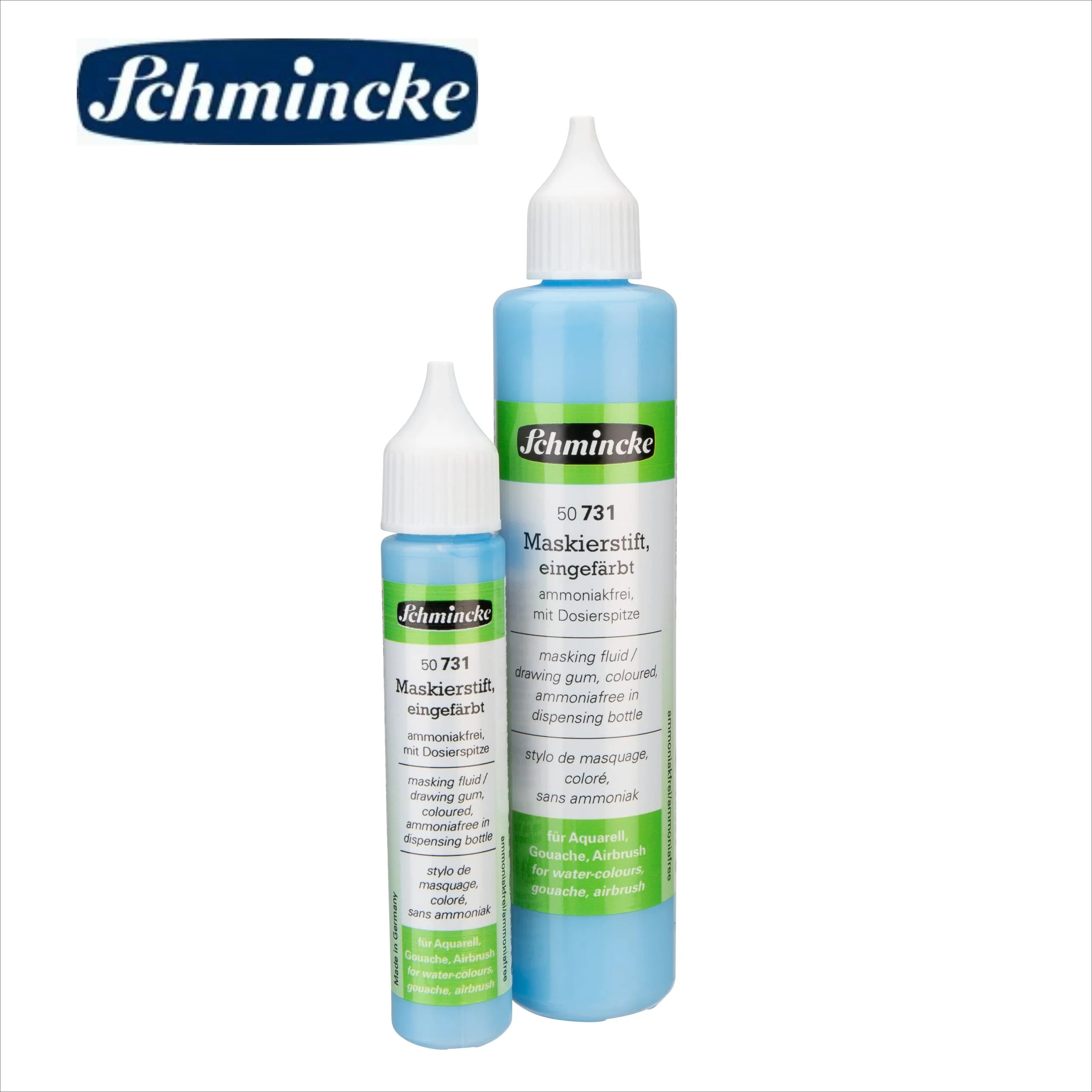 German Schmincke - Masking Fluid, Drawing Gum, Dosing Pen, Blue Masking Liquid for Opaque Areas of Paintings on Watercolor Paper