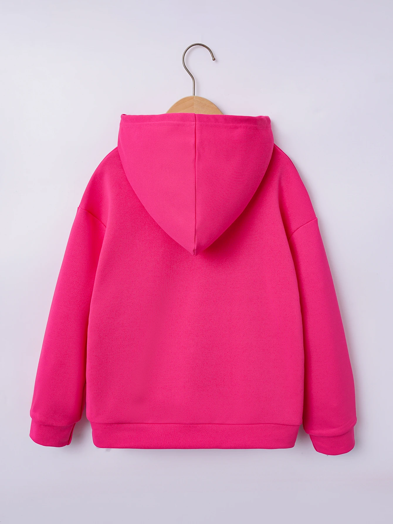 Autumn And Winter Girls  Sweater Round Neck Hooded Long Sleeve Top Fashion And Simple Warm Pink Versatile Kids