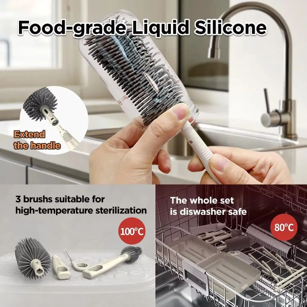 

Набор 6 в 1, дорожная щетка для бутылок, дорожный размер, компактный дизайн, набор для чистки бутылок, прочная многофункциональная сушилка для бутылок Materia