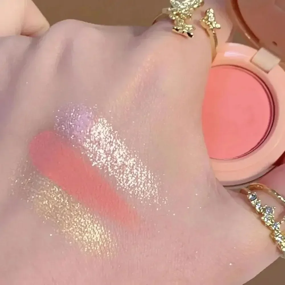 Polvo para resaltar 3 en 1, colorete mate, sombra de ojos, Maquillaje facial, paleta Natural, cosmético de belleza brillante delicado multicolor