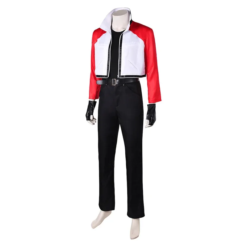 Rock howard masculino fantasia casaco calças cinto luvas jogo fatal cosplay fúria traje disfarce roupas halloween carnaval terno sk;m1