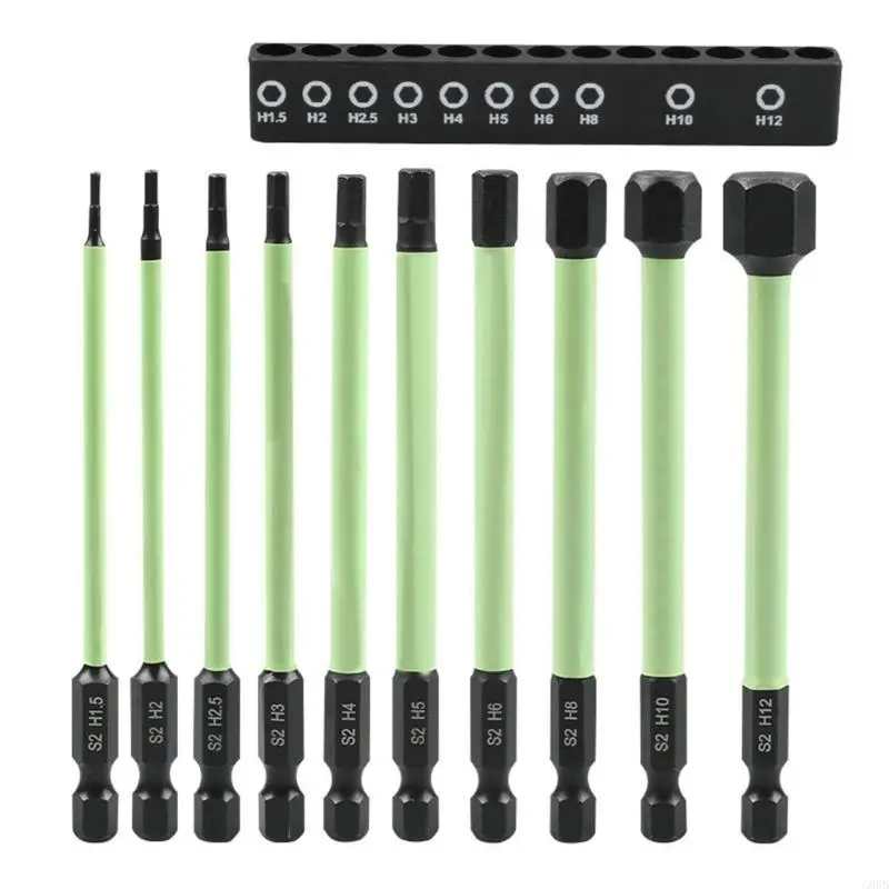 

G88B 10Pcs Allen Wrench Drill Bit Set Allen Screwdriver Bit Screwdriver Bit Set 1/4inch 1.5mm-12mm
