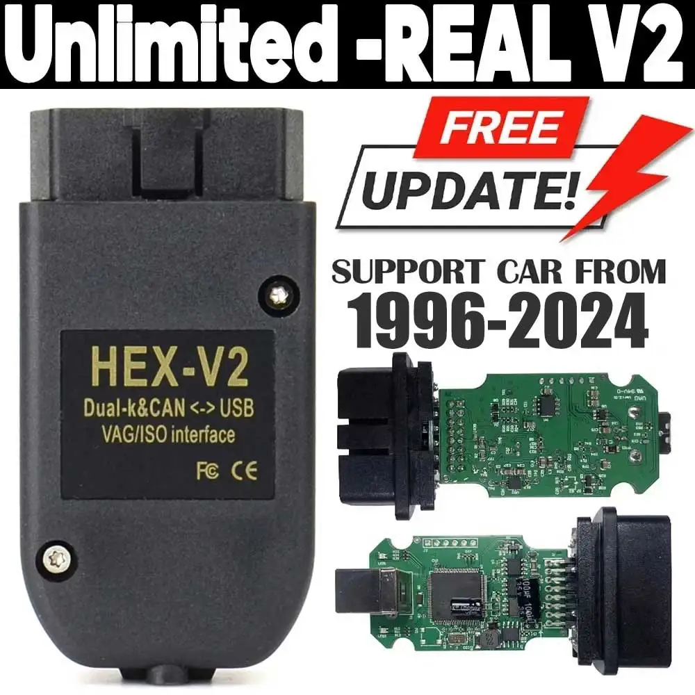 2024 Newest VCDSCAN Unlimited VINs 24.8 VAG Coding COM HEX Real V2 STM32F429 For VW AUDI Skoda Seat Diagnostic Tools Free update