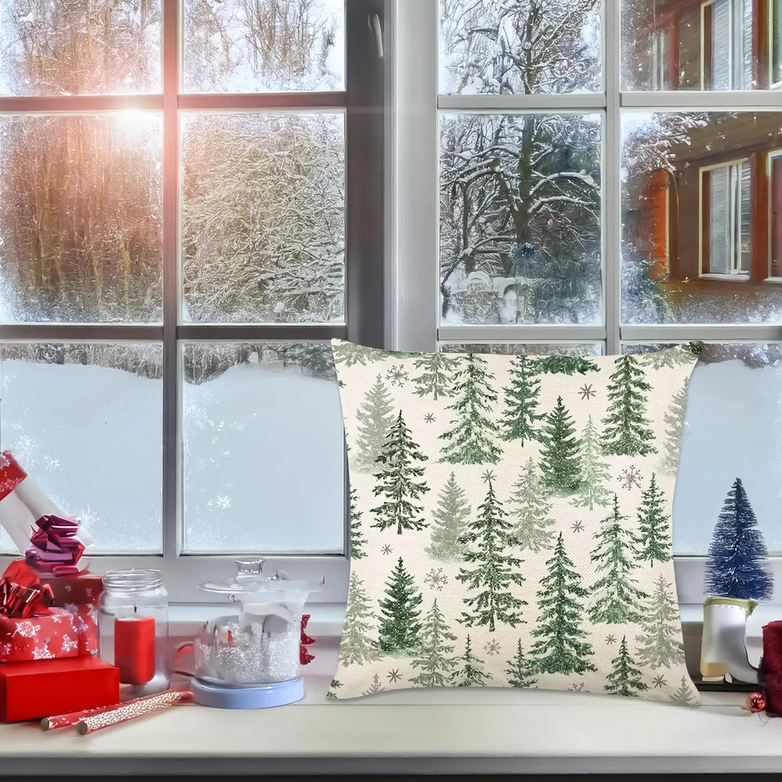 Christmas Throw Pillow Covers Rustic Sofa Pillow Covers 18x18 Inch Decorative Farmhouse Pillowcase For Sofa Bed Study Photo