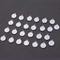 10PCS 12mm Initial Letter Enamel Charms Double Face silvery English Pendants For Jewelry Making Handmade DIY Bracelet Earrings