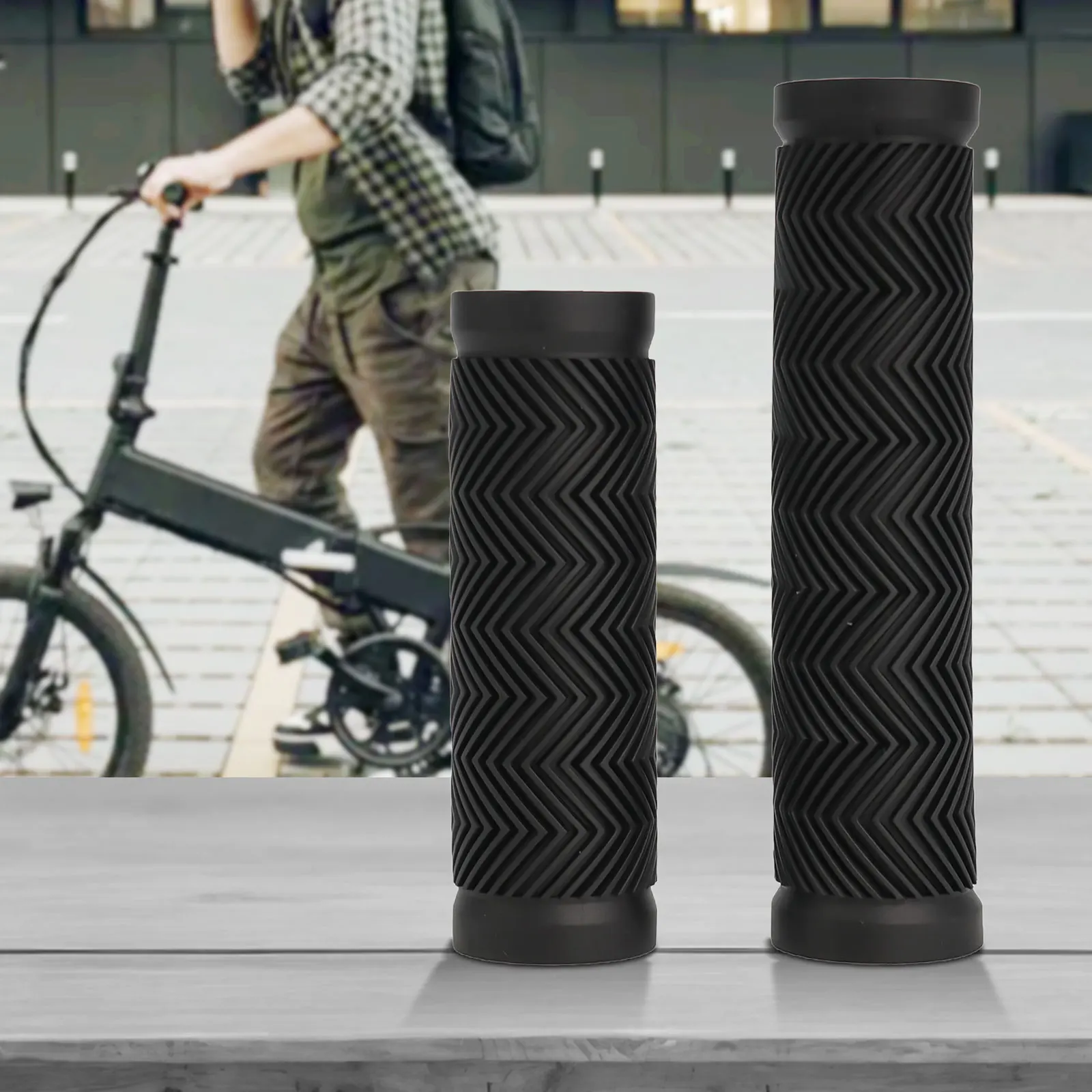 

100mm 130mm Rubber Grips Bicycle Grip Bike Handlebar Grips MTB Mountain Bicycle Scooter Black Grip Suitable Diameter 22.2-25.4mm