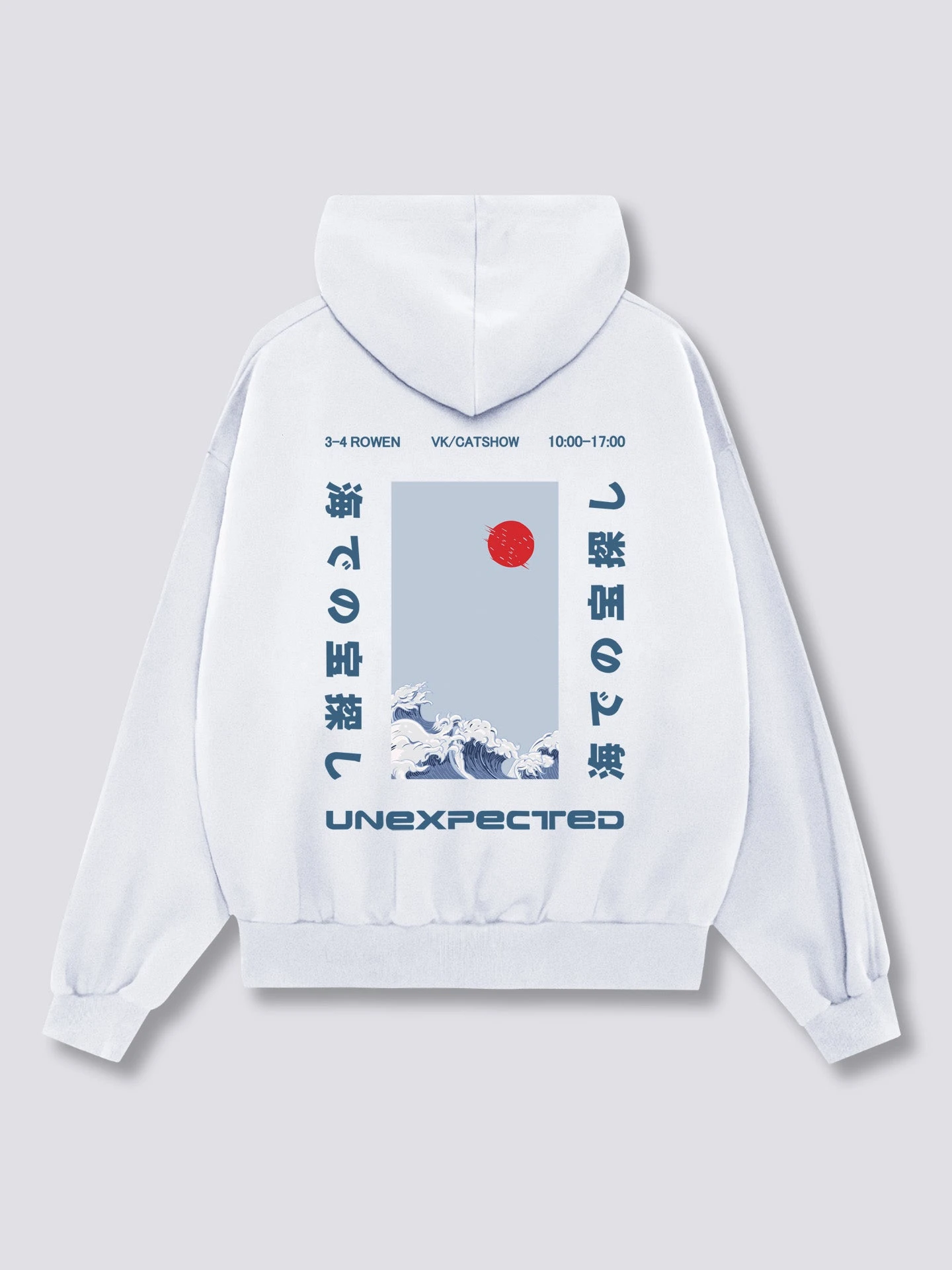 DTG Print Ocean Wave Red Sun Hoodie Unisex Oversized Pullover Sweatshirt Japanese Harajuku Y2K Streetwear Vintage Hooded Tops