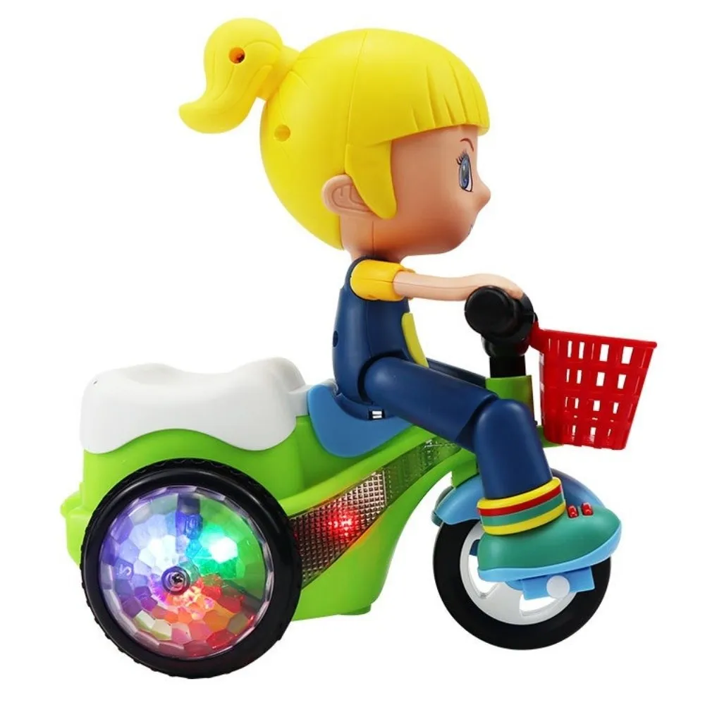 Funzione musicale Triciclo elettrico Giocattolo Luce colorata Ruota di 360 gradi Stunt Performance Triciclo Luci luminose Interattive