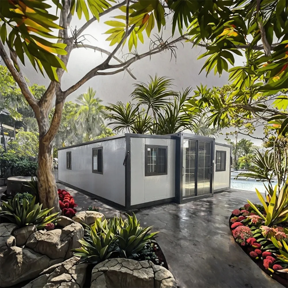 

20, роскошная стальная вилла для гостиной, 2 спальни, расширяющаяся складная портативная мобильная зона, сборный складной расширяемый контейнерный дом