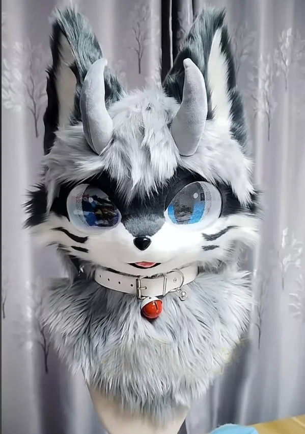 Plush fursuit Husky mascot costume head cover Adult fox children's Halloween Cosplay disguised commercial show