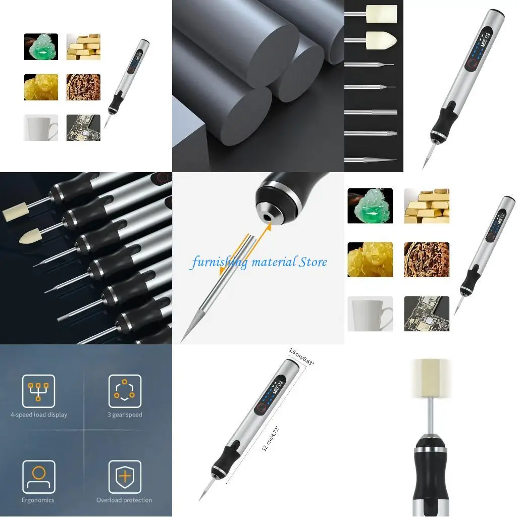 

Y5GD Portable Mini Engraving Pen,DIY Rotary Etching Pen for Carving Glass Ceramic Jewelry Manicure Engraving Pen