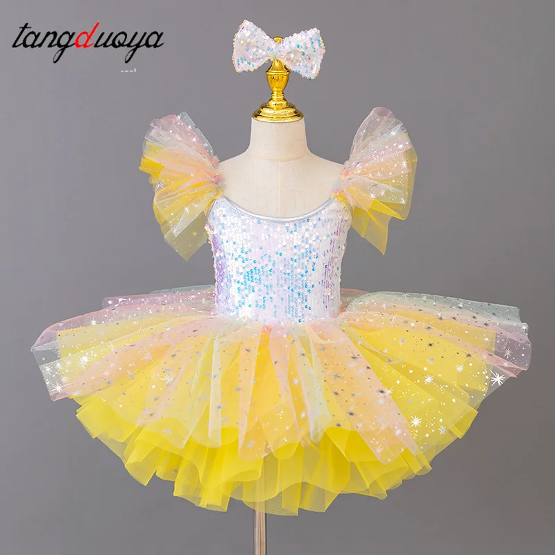 أطفال توتو التنانير يوتار الترتر الرقص الحديث توتو فستان الفتيات ملابس رقص الجاز مرحلة الأطفال فستان الزفاف الأميرة #5