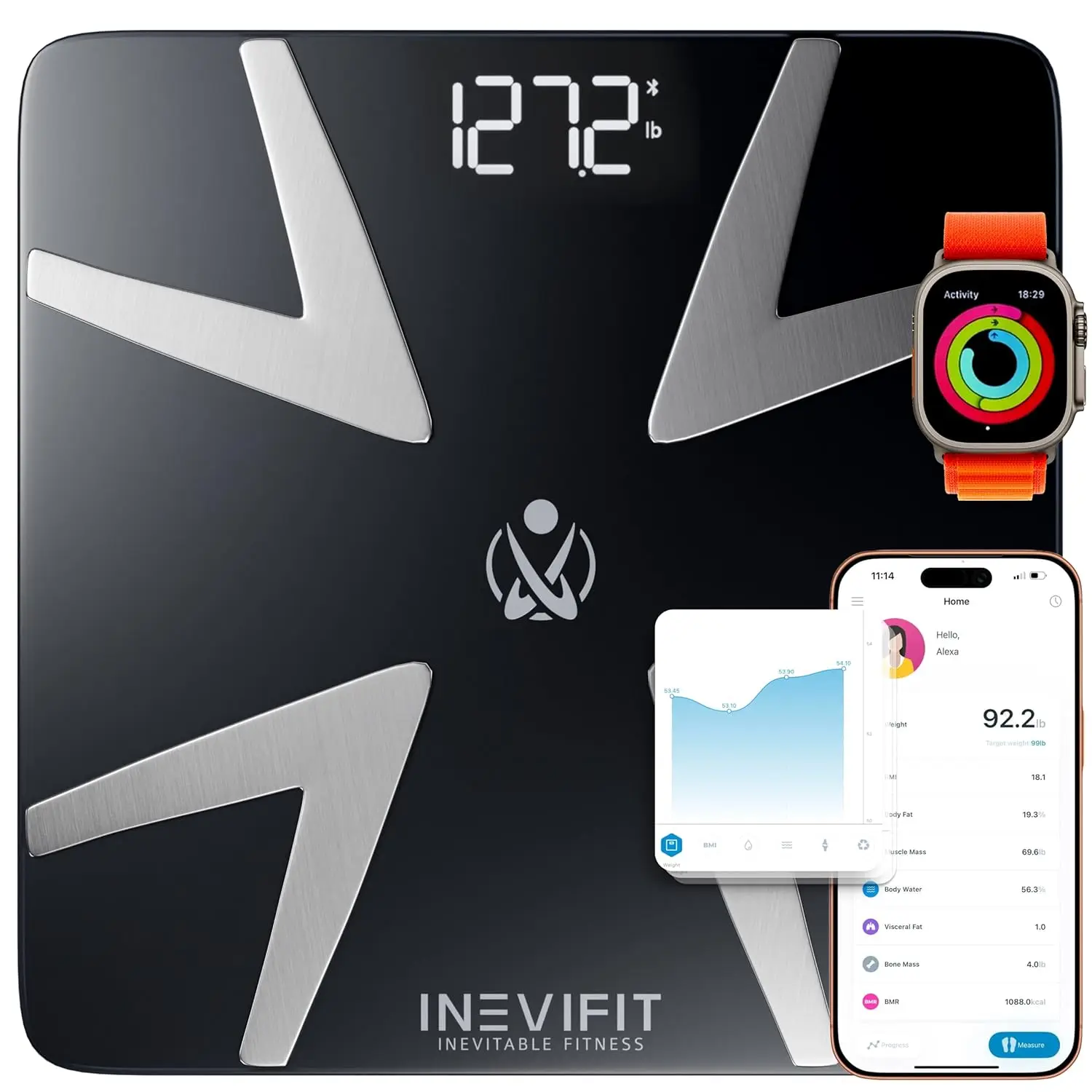 

Умные весы для измерения жира в организме с Bluetooth, измеряют вес, жир, мышечную массу, ИМТ для неограниченного числа пользователей.