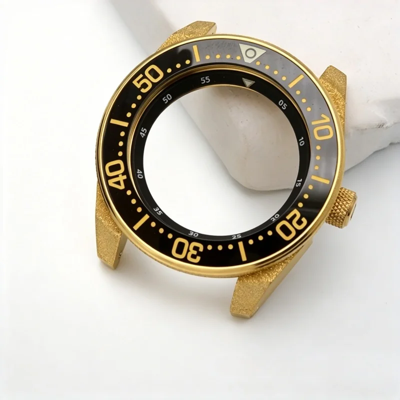 

Gold Grit Nail Sand Effect watch Case 100M Waterproof Fit NH34 NH35 NH36 7s26 for King Samurai Series Diving Watch Mod Parts