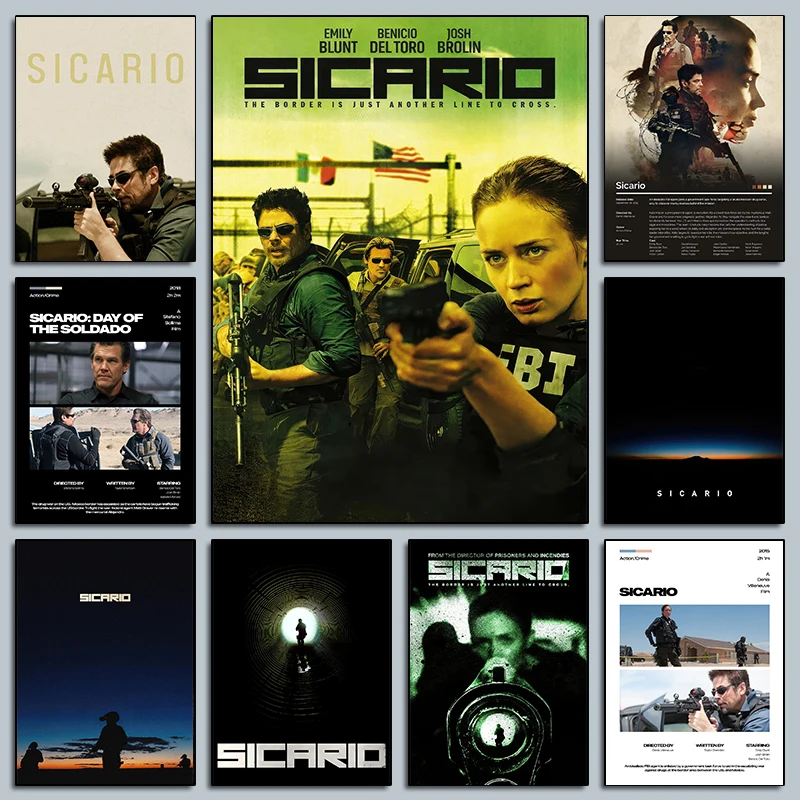 Póster de película de suspenso criminal S-Sicario, impresiones clásicas de historia moderna, pintura en lienzo, imagen artística para pared, decoración para el hogar y la sala de estar