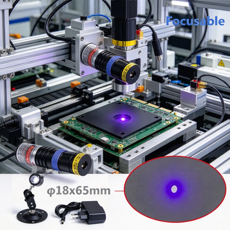 Focusable D18X65 450nm 5V Direct Blue Locator Dot Laser 10mw 30mW 50mW 80mW Laser Module For Stone Cutting Machine CE