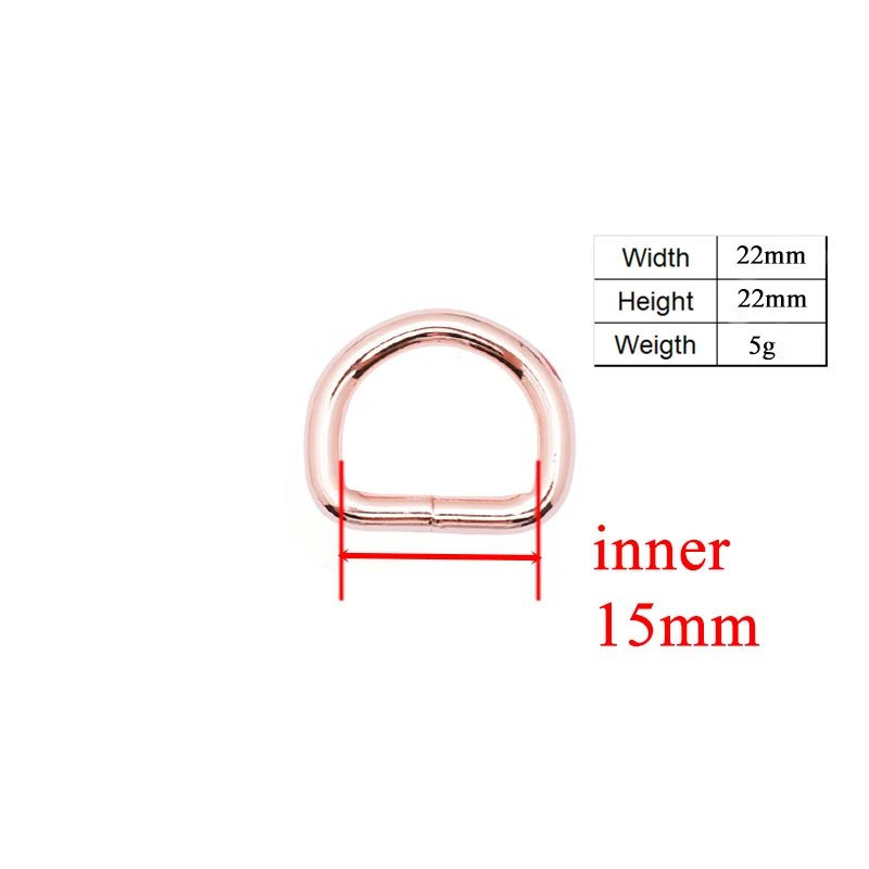 DIY dog Collar pet accessory D ring connection buckle Semi Ring 15mm webbing strapping plated metal buckle 4 colors