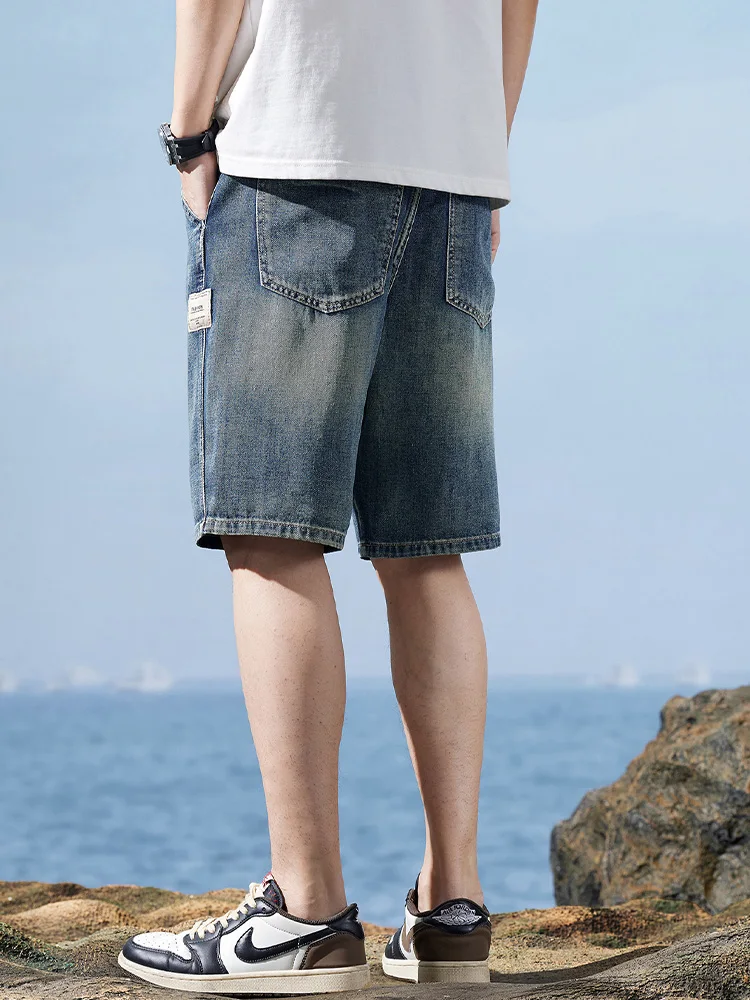 Sommer Neue männer Dünne Kurze Jeans Mode Koreanische Gerade Ausgestattet Vintage Waschen Denim Shorts Lose Männliche Kleidung