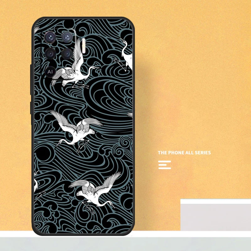 Art Crane Waves For OPPO A96 A76 A16 A54 A74 A94 A98 A78 A58 A5 A9 A52 A72 A53S A54S A15 A17 A57 A77 Case image 2