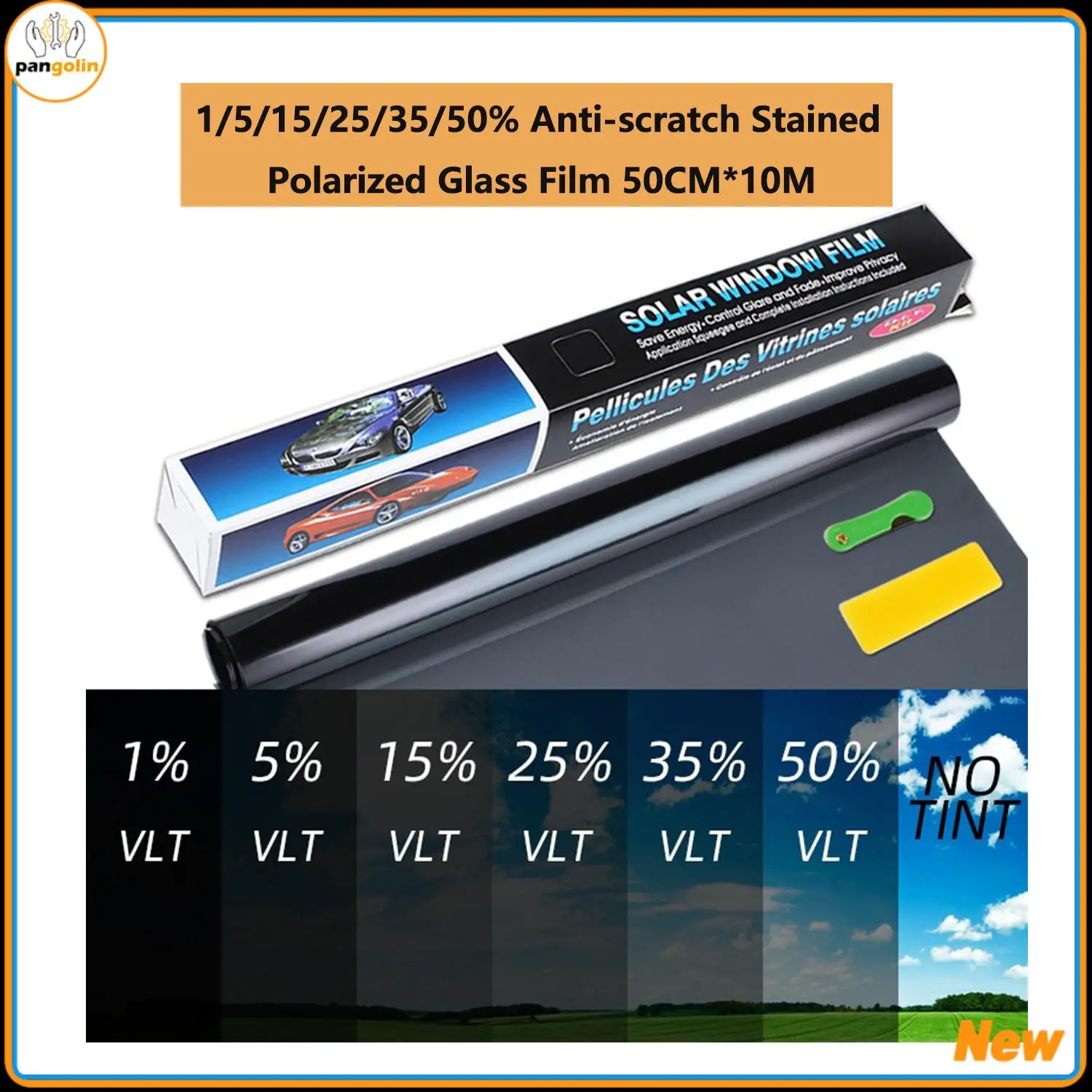 1Roll 1/5/15/25/35/50 Percent VLT Window Tint Film Glass Sticker Sun Shade Film Anti-scratch 50cm X 10m For Car Protector Foils