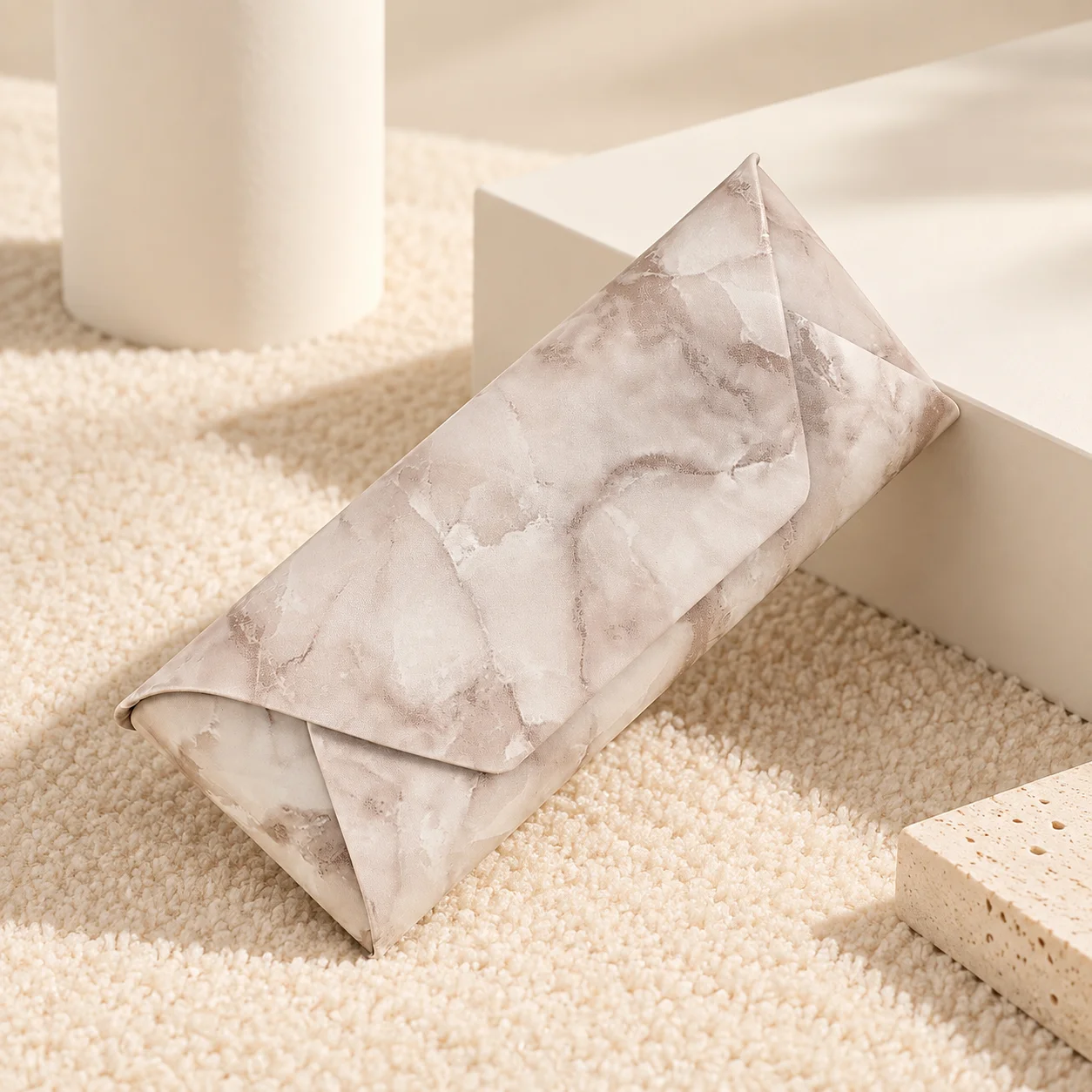 1pc Marble Envelope Glasses Case PU Leather Portable Eyewear Storage Pouch Anti-scratch Sunglasses Box for Women Travel Daily