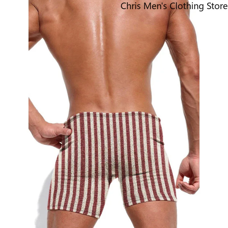 

Эластичные мужские шорты в красную полоску, баскетбольные брюки для спортзала, мужские сексуальные узкие шорты в полоску, повседневные брюки, мужская одежда, шорты Y2k