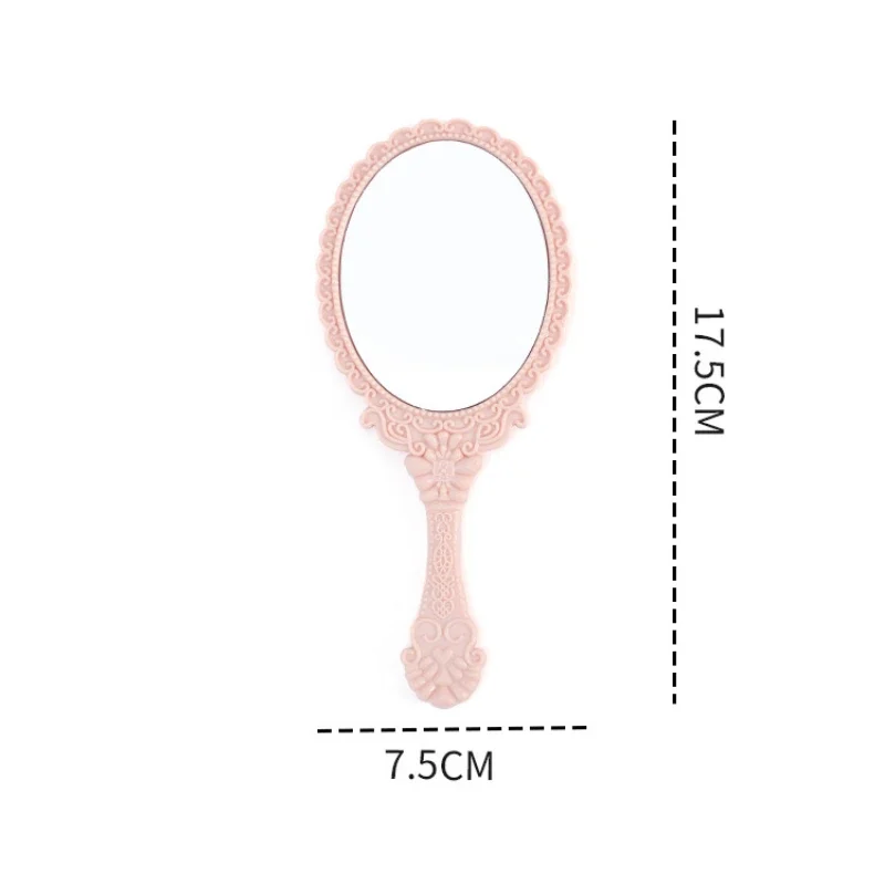 1pcs Vintage Carved Handheld Vanity Makeup Mirror Makeup Vanity Hand Handle Cosmetic Compact Mirror for Women Accessories