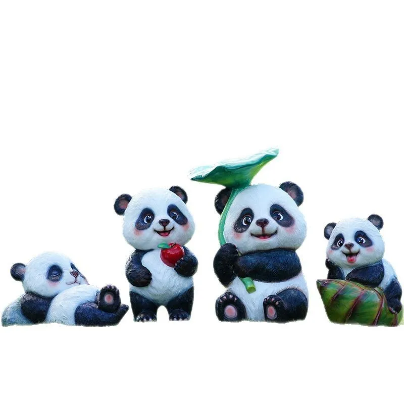 Outdoor Realistic Panda Sculpture, Animal Ornament, Handicraft Ornament