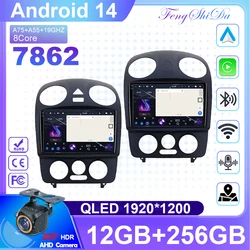 Stereo Android 14 Per Volkswagen Beetle 2000-2012 Lettore Multimediale per Auto GPS Auto Radio Navigazione DVD Unità Principale Schermo NO 2DIN